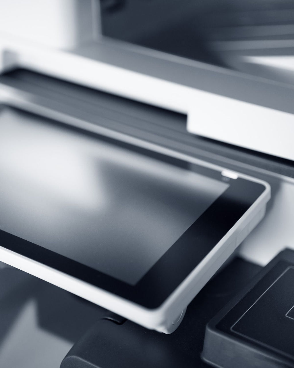 Close-up of a printer control panel